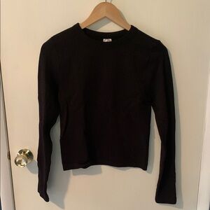 Black Long Sleeve Waffle Shirt